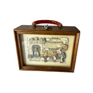 Anton Pieck Wood Shadow Box Purse Market Scene.